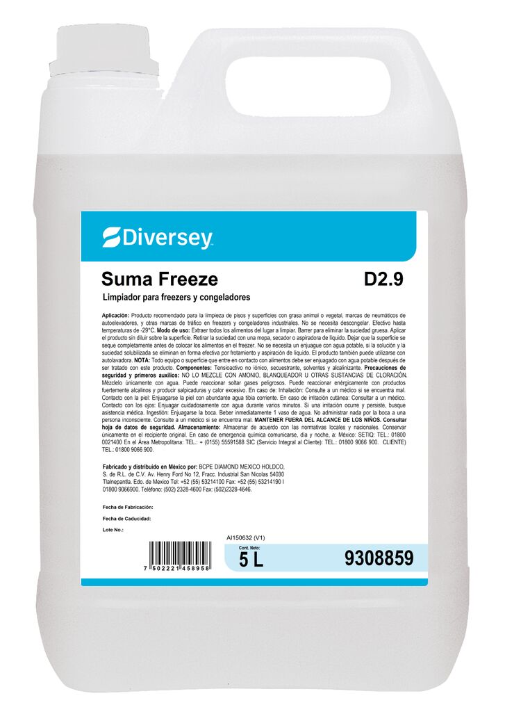 SUMA FREEZE D2.9 4x5L - Limpiador para Pisos de Congelador / Cámaras Frías